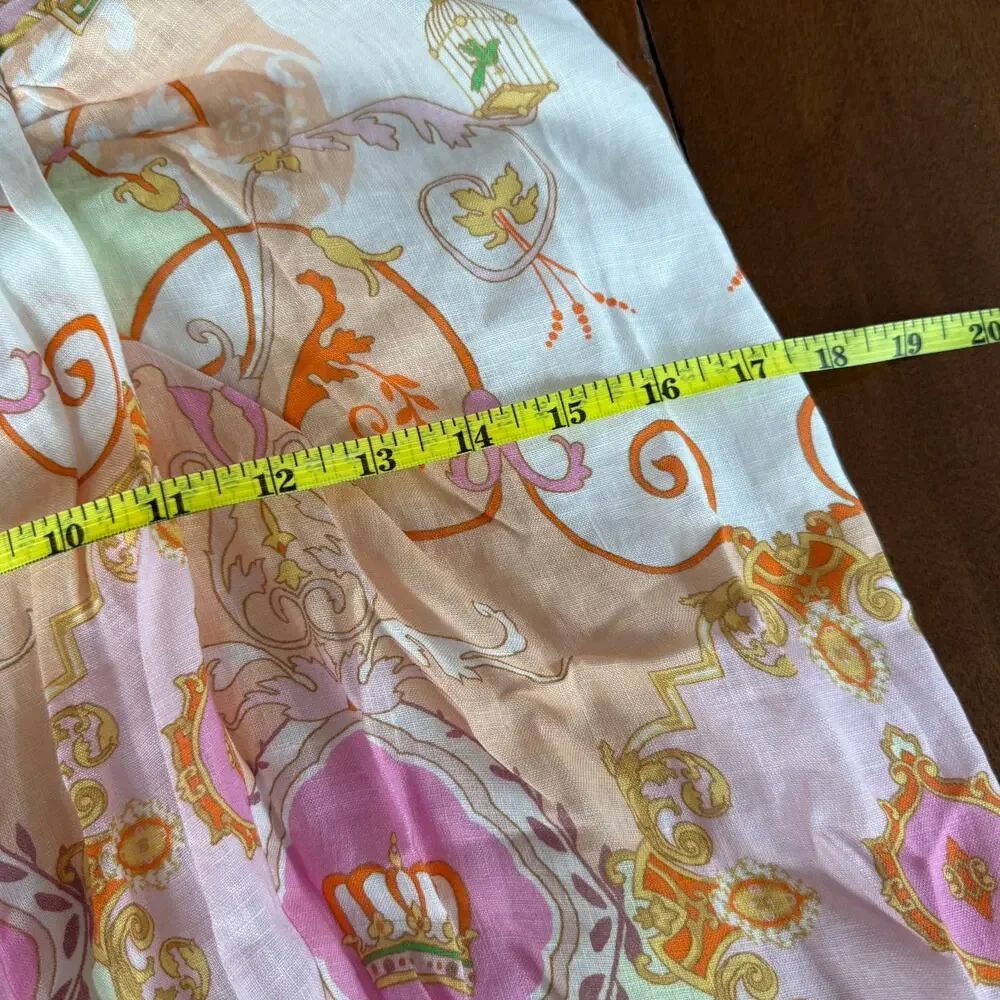 Hale Bob Sophrona Linen Drape Skirt Pastel Pink Sz XS Ballerina Unicorn Birdcage